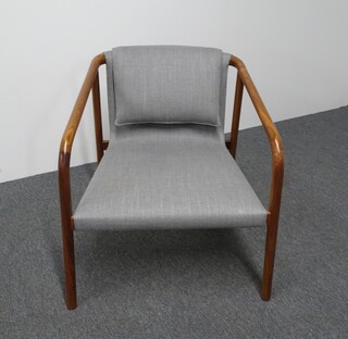 additional images for Armchair with Walnut Frame and Grey Kvadrat Fabric
