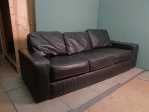 additional images for Black Leather 3 Seater Sofa