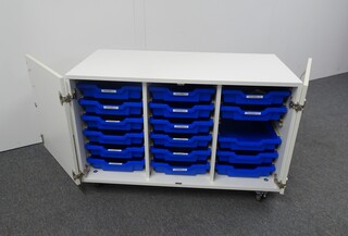 additional images for White Mobile storage unit with 17 blue gratnells trays
