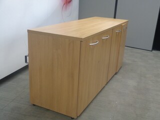 730h mm Oak Credenza with PC Housing Section