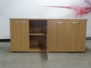 730h mm Oak Credenza with PC Housing Section