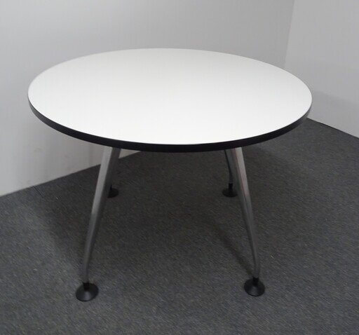 1000dia mm Circular Table with White Top amp Black Edging
