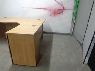 Right Hand Oak Corner Desk with Pedestal
