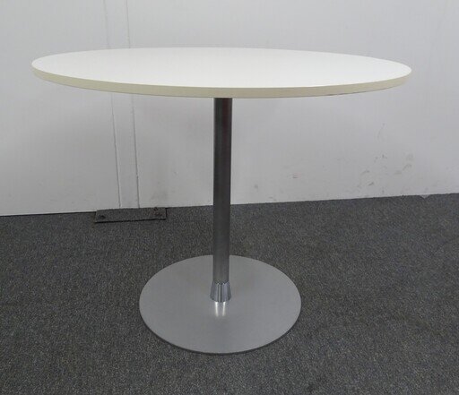 900dia mm Circular Table with White Top amp Silver Stem