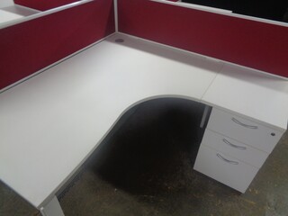 1600w mm Bank of 4 White Corner Desks