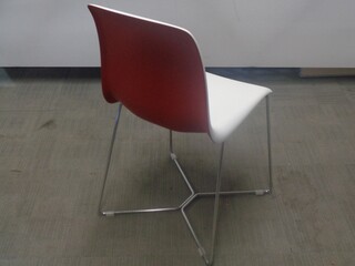 Red and White Plastic Shell Chair