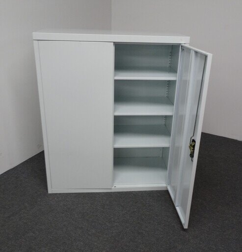 900h mm White Metal Cupboard