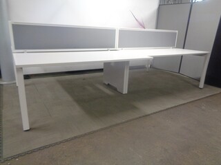 1600w mm White Bench Desks with Sliding Tops