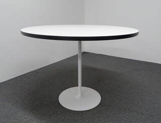 additional images for 1000dia mm White Circular Table with Black Trim Edging