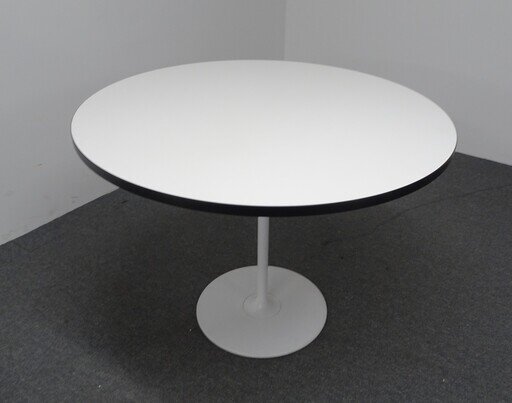 1000dia mm White Circular Table with Black Trim Edging