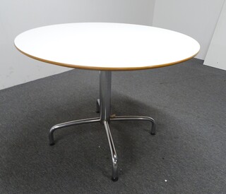 additional images for 1000dia mm Circular Table with White Top & Oak Chamfered Edge