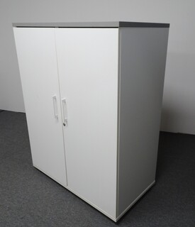 additional images for 1280h mm Mobile White Wooden Cupboard with Grey Top