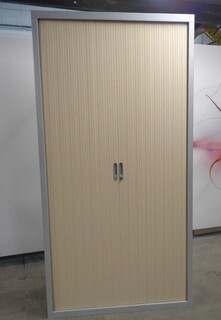 additional images for Grey Metal Tambour with Maple Coloured Doors
