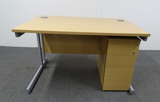 additional images for 1200w mm Oak Desk and Slimline Pedestal 