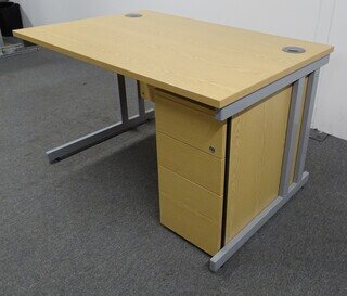 1200w mm Oak Desk and Slimline Pedestal 