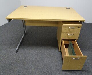 1200w mm Oak Desk with Slimline Pedestal