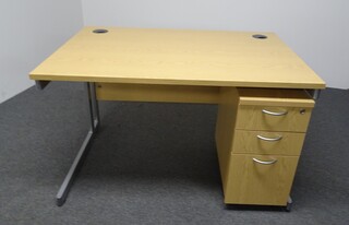 additional images for 1200w mm Oak Desk with Slimline Pedestal