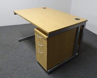 1200w mm Oak Desk with Slimline Pedestal