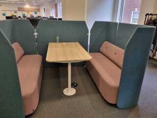 additional images for Kinnarps Fields 6 Seater Booth in Blue & Pale Pink