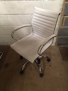 additional images for White leather Eames look-a-like operator chairs