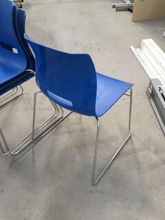 Blue Allermuir Casper plastic stacking chairs