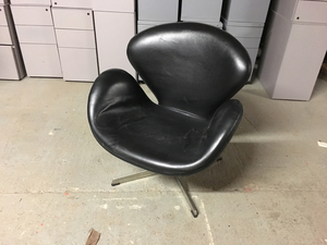 additional images for Funky black leather bucket chairs