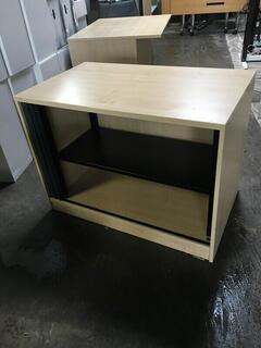Desk high maplegraphite tambour cupboard