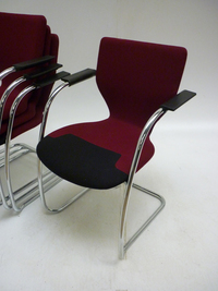 additional images for Orangebox X10 burgundy & black stacking meeting chairs 