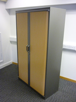 additional images for Steelcase 1700mm high silver/beech tambour cupboard