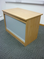 additional images for Desk high oak with silver tambour front cupboard