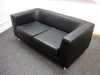 additional images for 2 seater black leather sofa (CE)