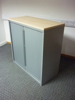 additional images for 1050mm high x 800mm wide Haworth silver/maple side tambour cupboard