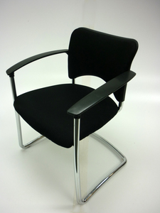 additional images for Black fabric with chrome frame cantilever meeting chair 