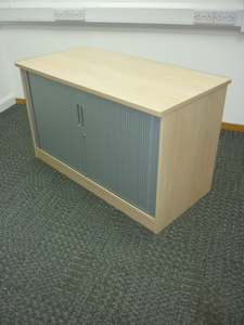 additional images for Desk high 1200mm wide Senator maple tambour cupboard