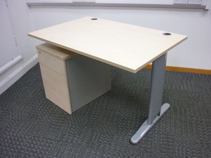 additional images for Mobili K2C maple rectangular desk 1200w x 800d mm