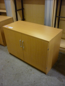 additional images for Beech desk high double door cupboard