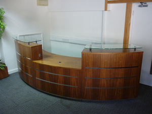 additional images for Light walnut curved reception desk