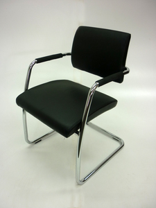 additional images for Black leather look cantilever meeting chairs
