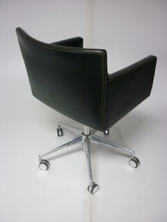 Black leather square mobile meeting chairs