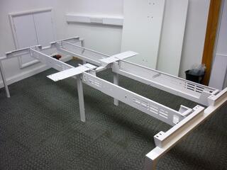 White bench desks 1400x800mm tops and screens