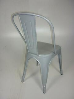 Light grey Tolix style metal cafeacute chairs