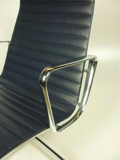 Vitra Eames Aluminium Chair in navy blue leather