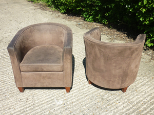 additional images for Brown suede Boss Design tub chairs