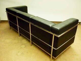 Le Corbusier style 2 amp 3 seater black leather sofas from
