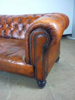 Tan leather Chesterfield style 2 seater sofa