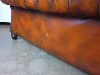 Tan leather Chesterfield style 2 seater sofa