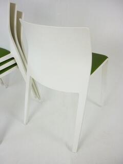 Green vinyl white stacking chairs