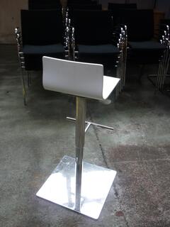 White height adjustable stools