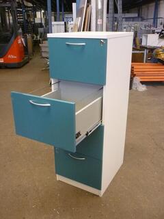 Whiteturquoise wood 4 drawer filing cabinet