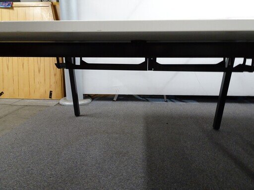 1400w mm White Techo Bench Desks with Black Legs